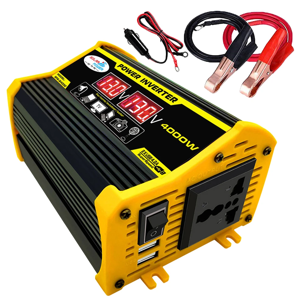 Car Power Inverter Portable Voltage Transformer Car Adapter LED Display Dual USB