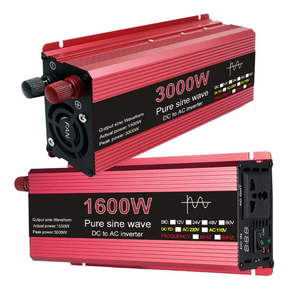 Pure Sine Wave Inverter DC 12V/24V To AC 110V/220V 1000W 1600W 2000W 2200W Porta