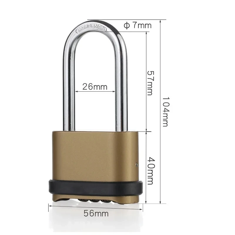 Copper Padlock Zinc Alloy 4-Digit Number Combination Small Locks For Indoor Outd