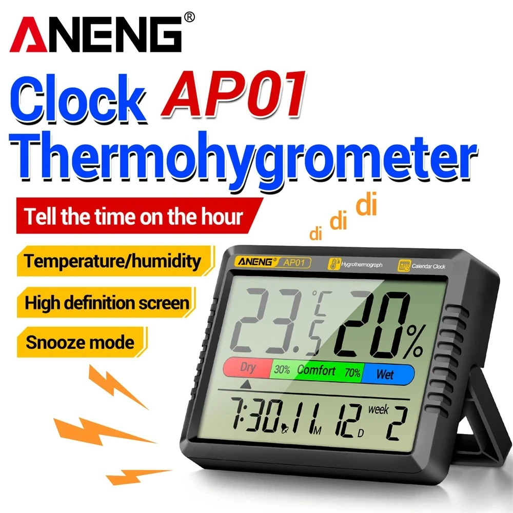 Thermohygrometer Electronic Clock Multiscene measurement Handheld Precision Digi