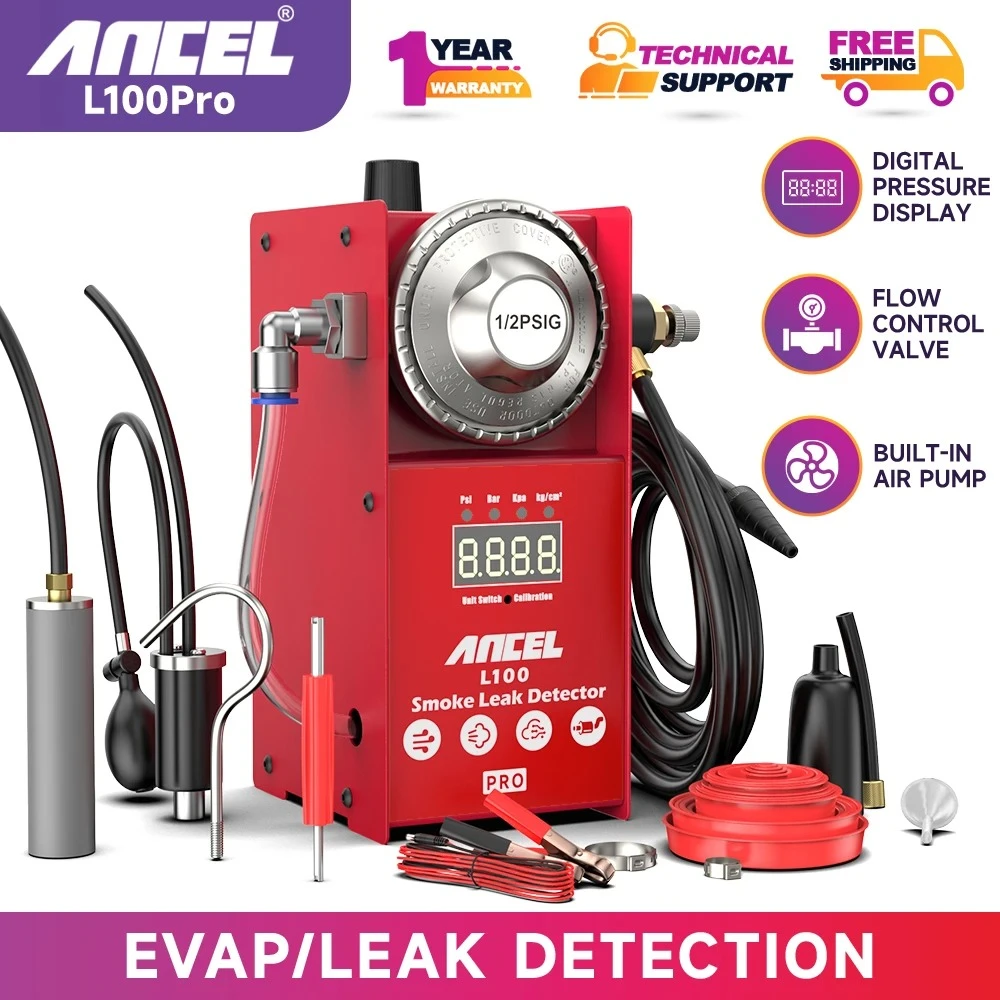 Automotive Smoke Machine Leak Detector with Adjustable Digital Pressure Gauge & 