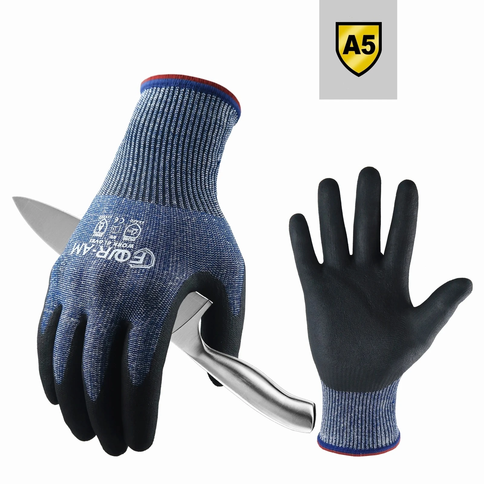 Level 5 Cut-Resistant Gloves, Firm Non-Slip Grip, Heavy Duty Work, Durable & Bre