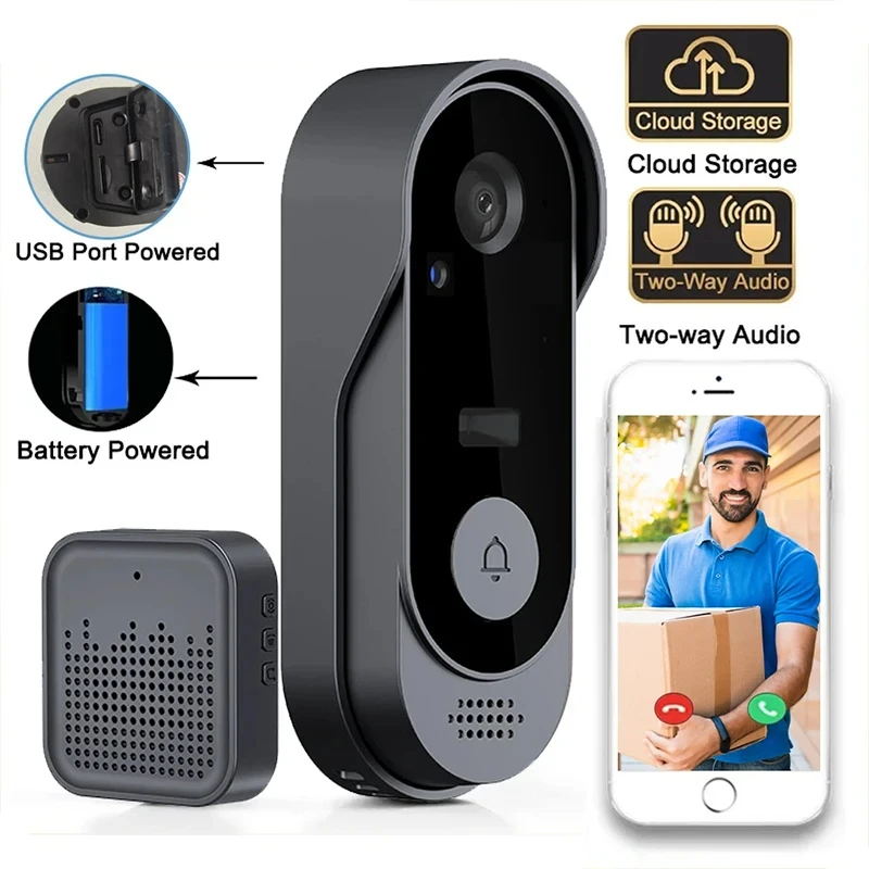 2.4GWIFI Camera Doorbell 720P Video Intercom Outdoor Waterproof Wireless DoorBel
