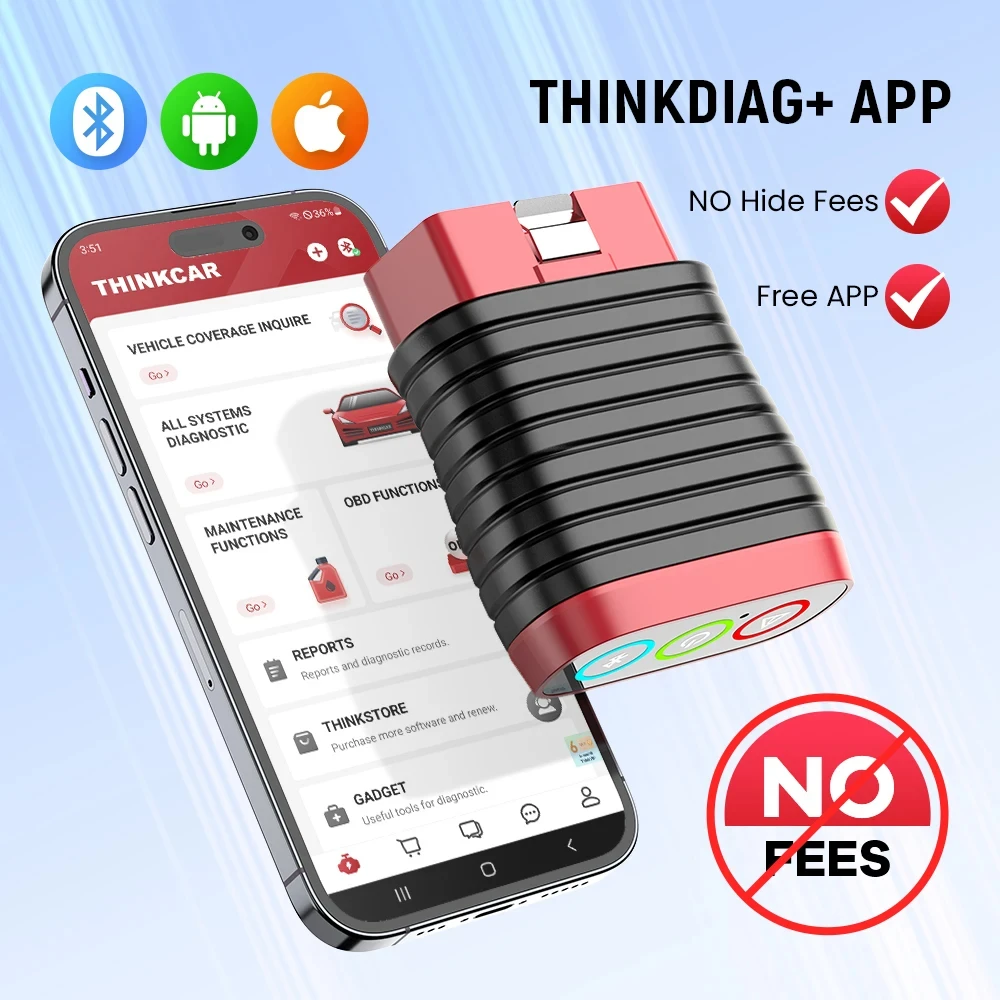 THINKCAR BD6 Bluetooth Scanner Car Diagnostic Tool Full System Diagnose OIL IMMO 5 Reset Free Auto OBD2 Scan Tools Code Reader