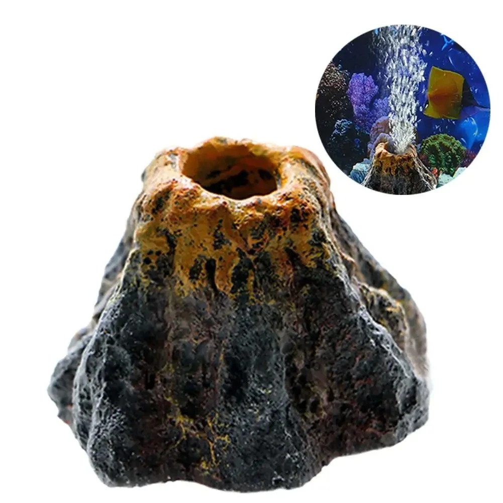 Fish Tank Landscaping Simulation Volcano Aquarium Accessory Scenery Rockery Decoration Blower Aeration Pump Bubble Oxygen Stone