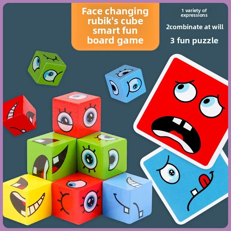 Interactive Cube Building Blocks Mind Training Toys Parent-Child Game You Smile I Smile Puzzle Children's Educational Playthings