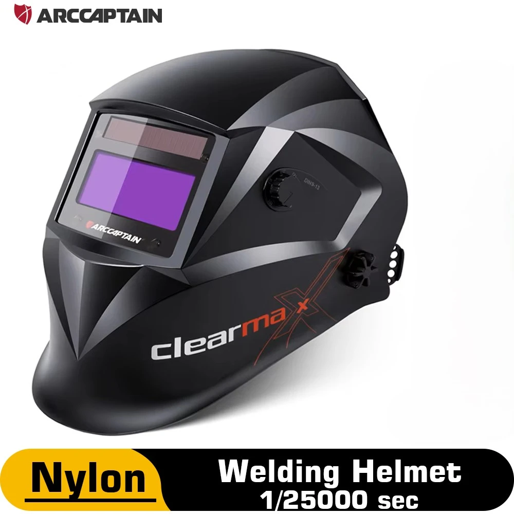 ARCCAPTAIN Welding Helmet Auto Darkening 1/1/1/1 Solar Powered 4 Arc Sensor 1/25000s Welding Hood Face Mask For MIG MAG ARC TIG
