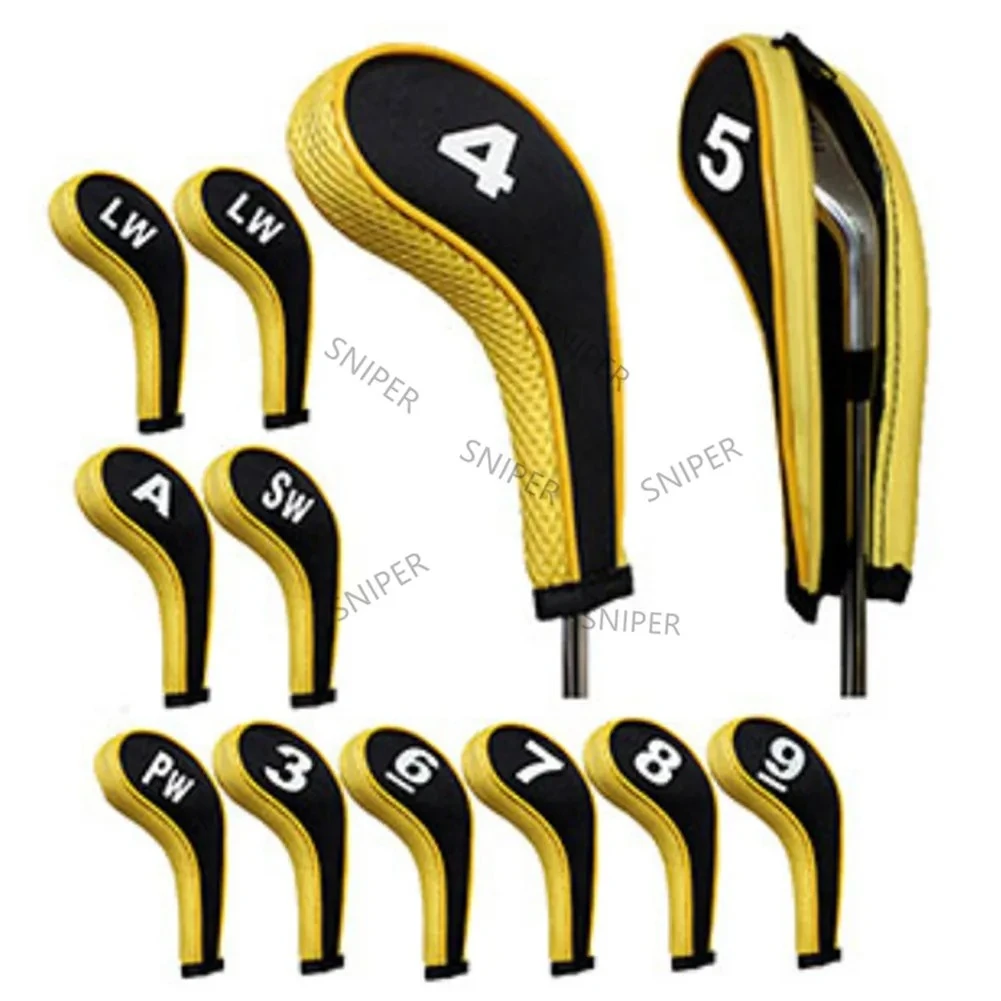Golf Head Cover 10Pcs Rubber Neoprene Golf Club Iron Putter Protect Set Number Printed with Zipper For Man Women
