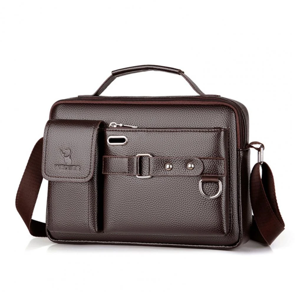 Convenient Men Business Bag Water Resistant Anti-theft Reusable Large Capacity Multi Pockets Shoulder Bag
