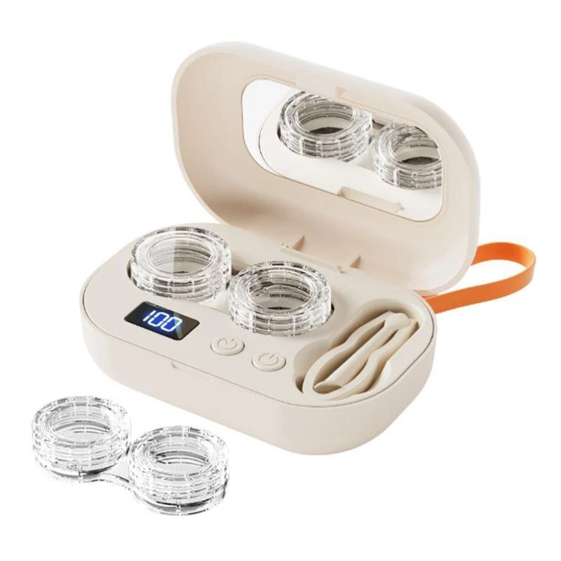 Contact Lenses Cleaner Ultrasonic with Removable Box Cleaning Machine Portable Contact Lenses Case for Gift Giving and Traveling