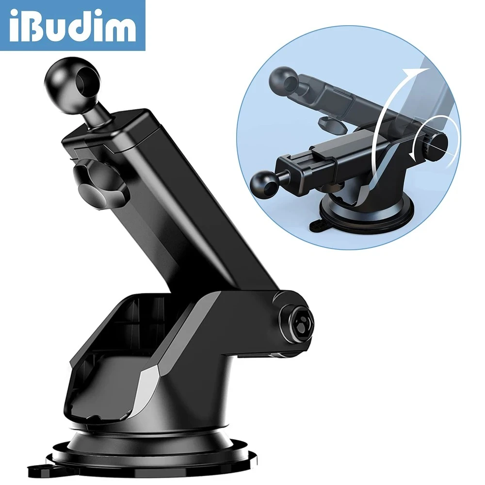 iBudim 17mm Ball Head Car Suction Cup Mobile Phone Stand Support Suitable for Dashboard Windshield Car Phone Mount