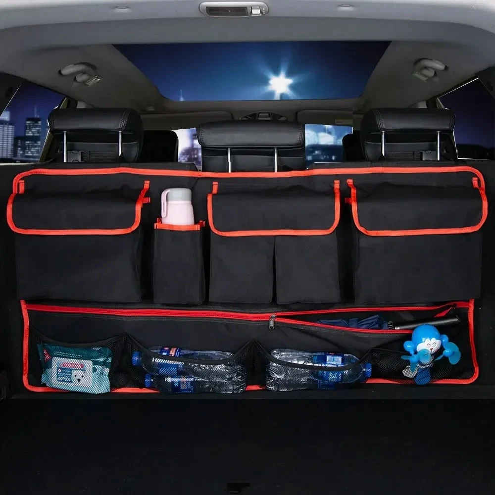 New Multi-Pocket Car Trunk Organizer Seat Back Storage Bag Large Capacity Adjustable Backseat Universal Stowing Tidying