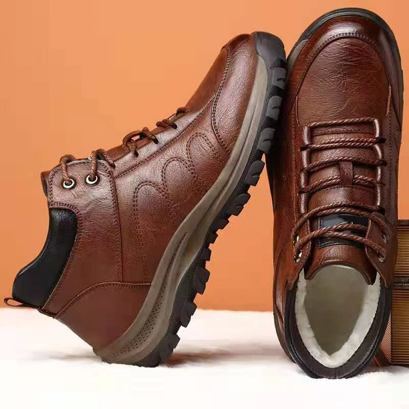 Plus Size Men Leather Shoes Platform Cotton Warm Climbing Casual Sneakers Outdoor Running Fitness Sports Shoes Zapatillas Hombre