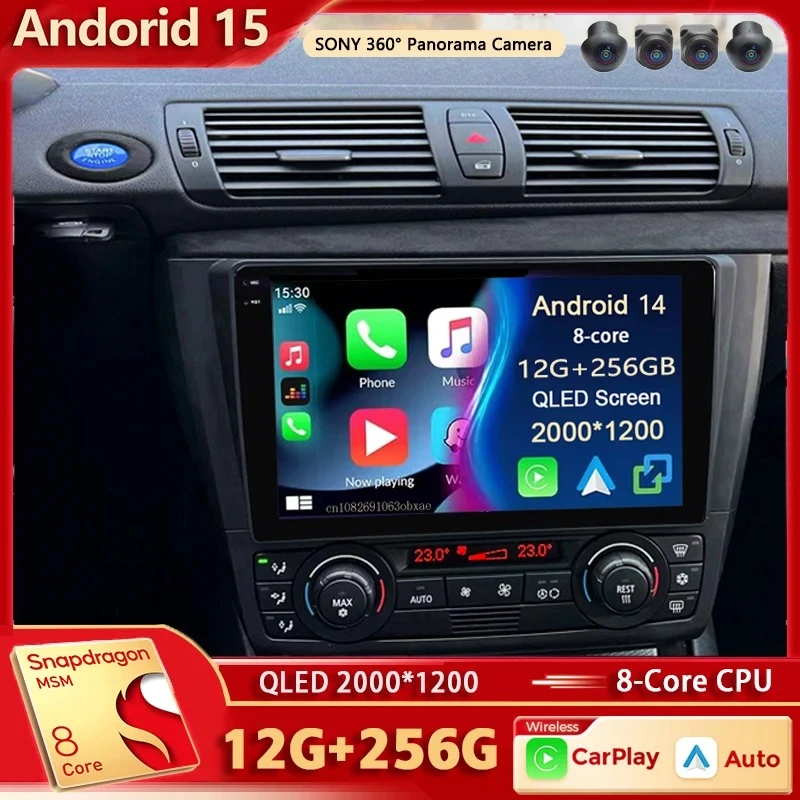 Android 15 For BMW 1-Series E88 E82 E81 E87 2004 - 2011 2K QLED Android Car Radio Multimedia Video Player GPS stereo CarPlay 4G