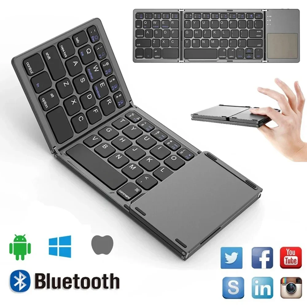 Wireless folding Mini folding keyboard, portable, universal, touch panel, for Windows, tablet, iPad