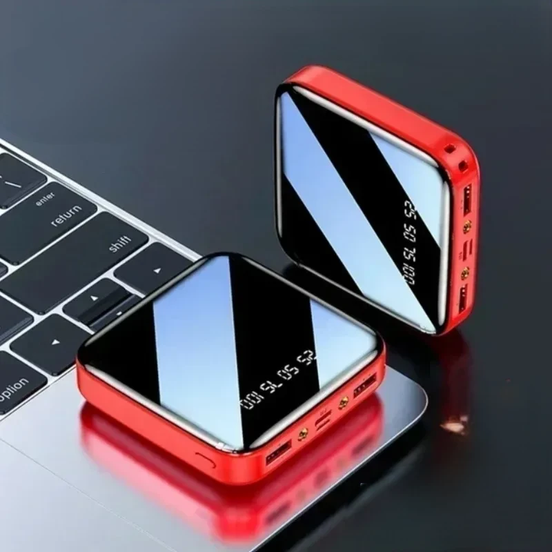20000mAh Mini Power Bank with Mirror Screen LED Display Portable Fast Charger for IPhone Xiaomi Huawei Samsung Phones
