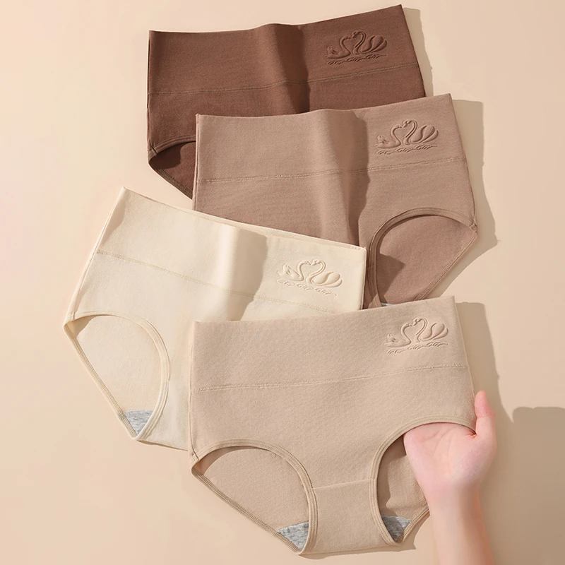 4PCS High Waist Women's Panties Body Shaper Underwear Breathable Cotton Underpants Plus Size M-5XL Panty Slimming Female Briefs