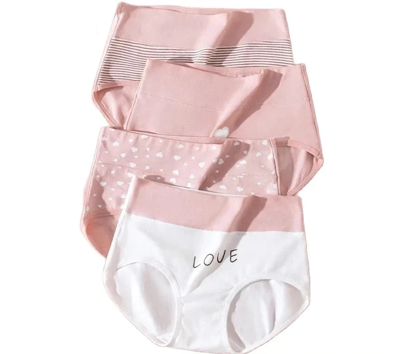 4Pcs Plus Size M-5XL Panties Women Cotton High Waist Slimming Underwear Seamless Girls Briefs Sexy Female Breathable Lingerie