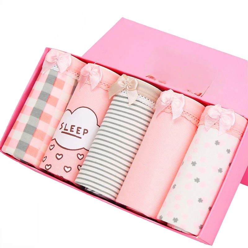 5Pcs/Set Panties Pure Cotton Sexy Women Briefs Soft Lovely Girl Underwear Plus Size XXL Seamless Lady Underpants Female Intimate