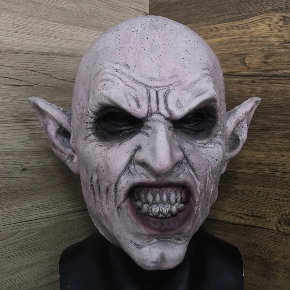 Nosferatu Grey Vampire Latex Scary Halloween Mask Terror Ghost Devil Mask Dance Party Scary Biochemical Alien Zombie Caps Mask
