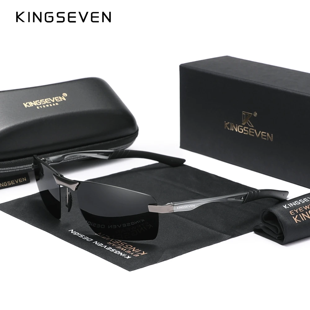KINGSEVEN New Men's Polarized Sunglasses Aluminum Frame UV400 Sun Glasses Male Eyewear Driving Glasses