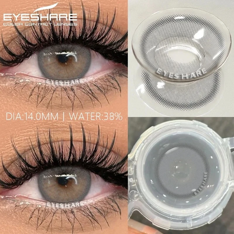EYESHARE Gray Color Contact Lens 1 Pair Yearly Coloured Contact Lenses Brown Lenses for Party Cute Eyes Contacts Daily Makeup