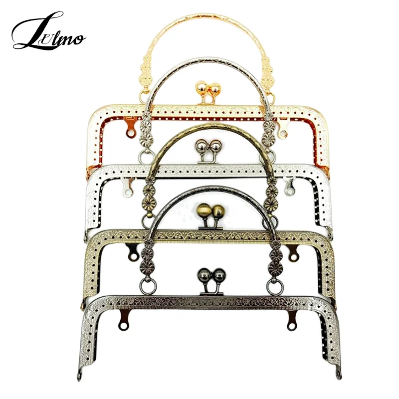 20CM Rectangle Embossing Beads Kiss Metal Purse Frame Clasp Sewing Lock For DIY 