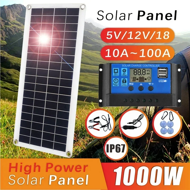 20W-1000W Solar Panel 12V Solar Cell 100A Controller Solar Panel for Phone RV Ca
