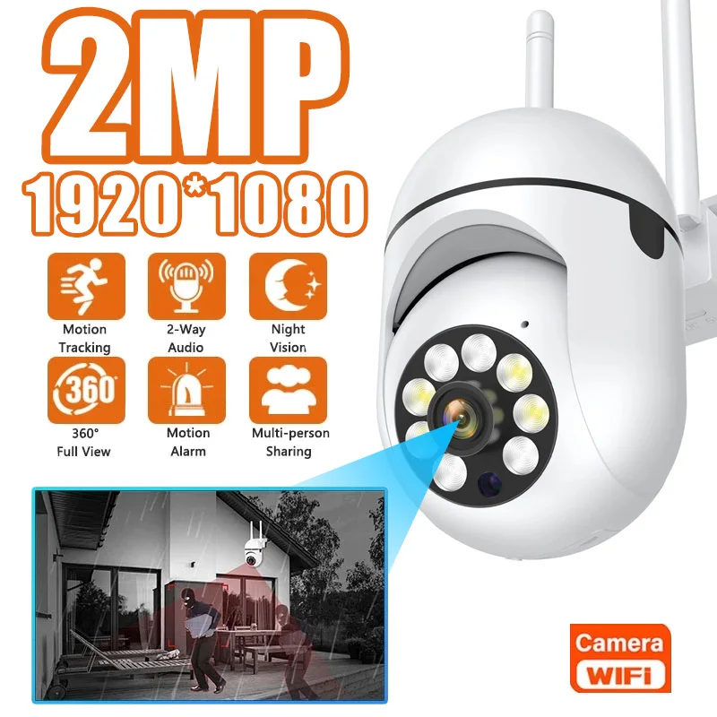 2MP 5G WiFi Surveillance Cameras Full Color Night Vision Security Protection Mot