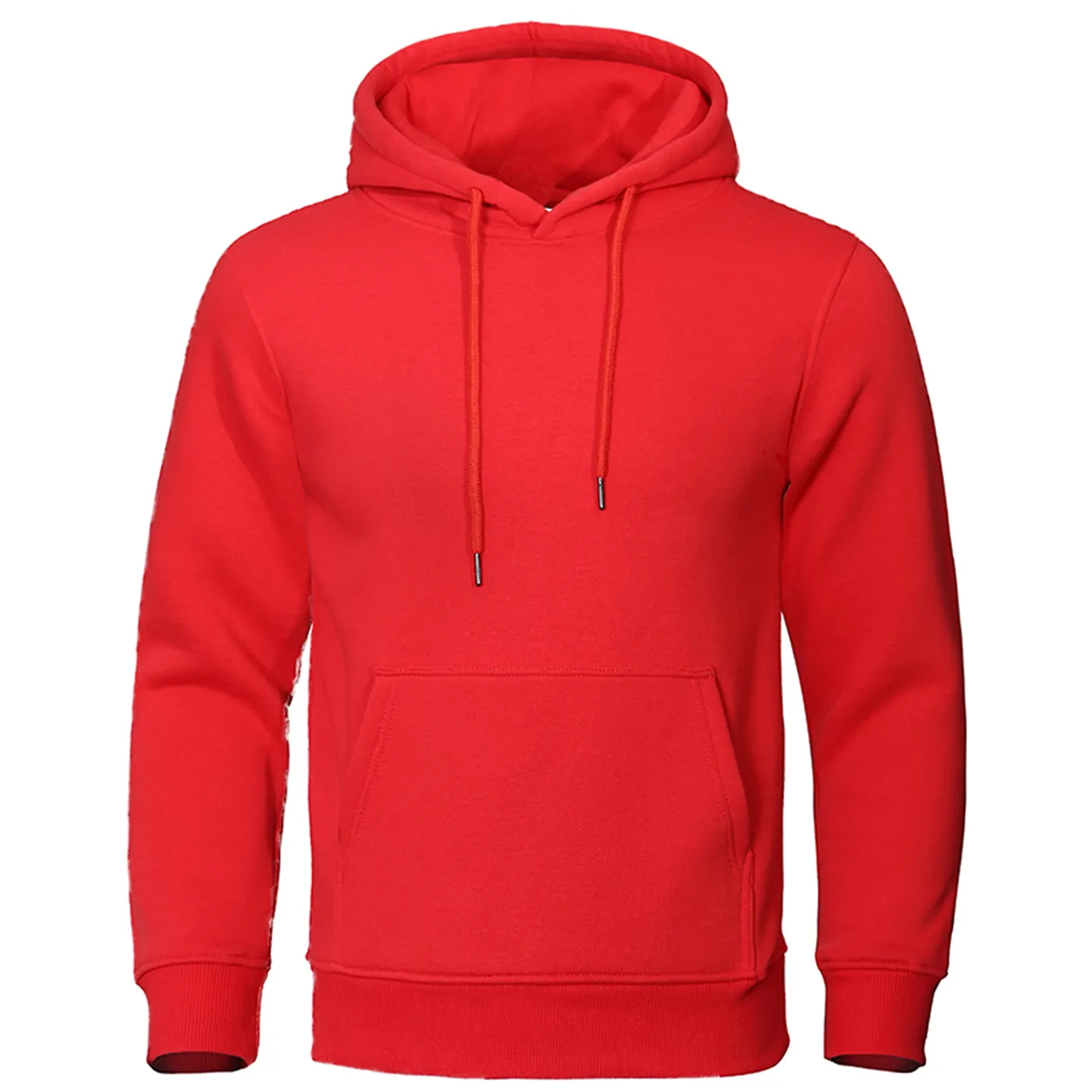 Solid Color Men Hoodies Fleece Warm Men's Sweatshirt Fashion Streetwear Casual M