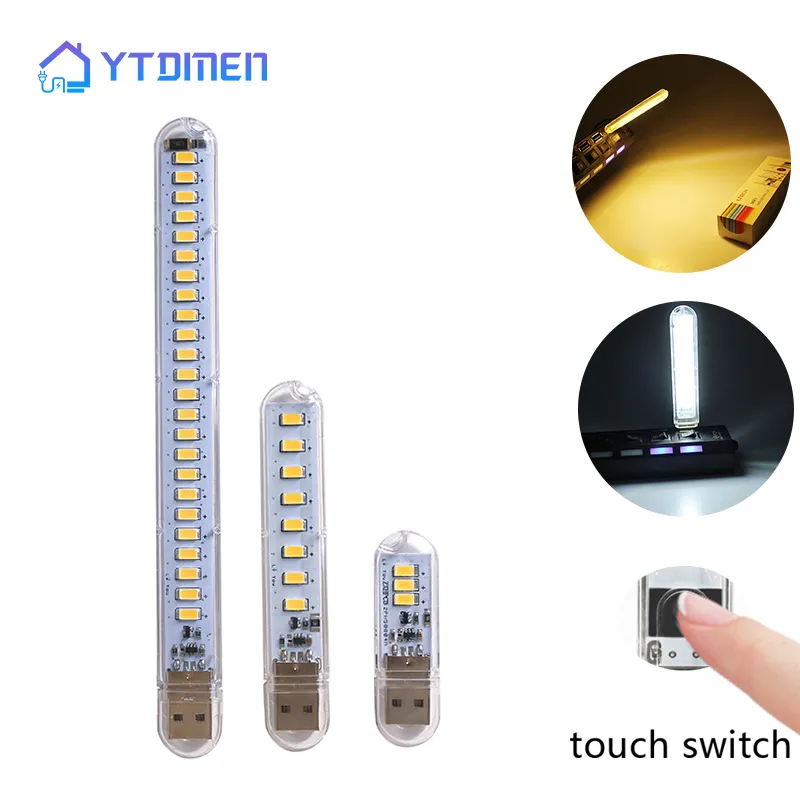 3/8/24leds Portable USB LED Lamp 5V Ultra Bright 3000K-7000K Night Light with To