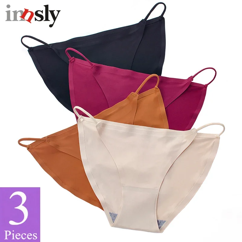 3 Pieces/Set Fashion Underwear Women's Sexy Panties Ice Silk Seamless Low Rise B