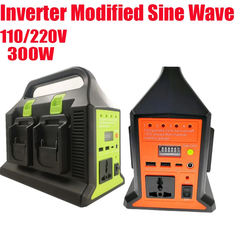 300W4 Dual Sine Wave Inverter For Makita /Milwaukee 18v Battery To AC 110V/220V 