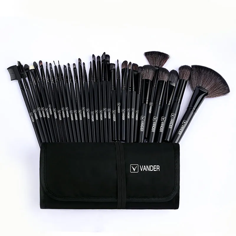 32pcs Black Makeup Brushes Natural Hair Professional Foundation Powder Eyeshadow