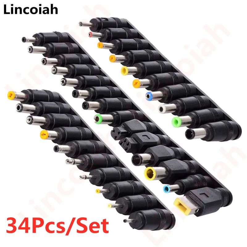 34PCS Universal 5.5mmx2.1mm DC AC Power Adapter Tips Connector Kits for Lenovo T