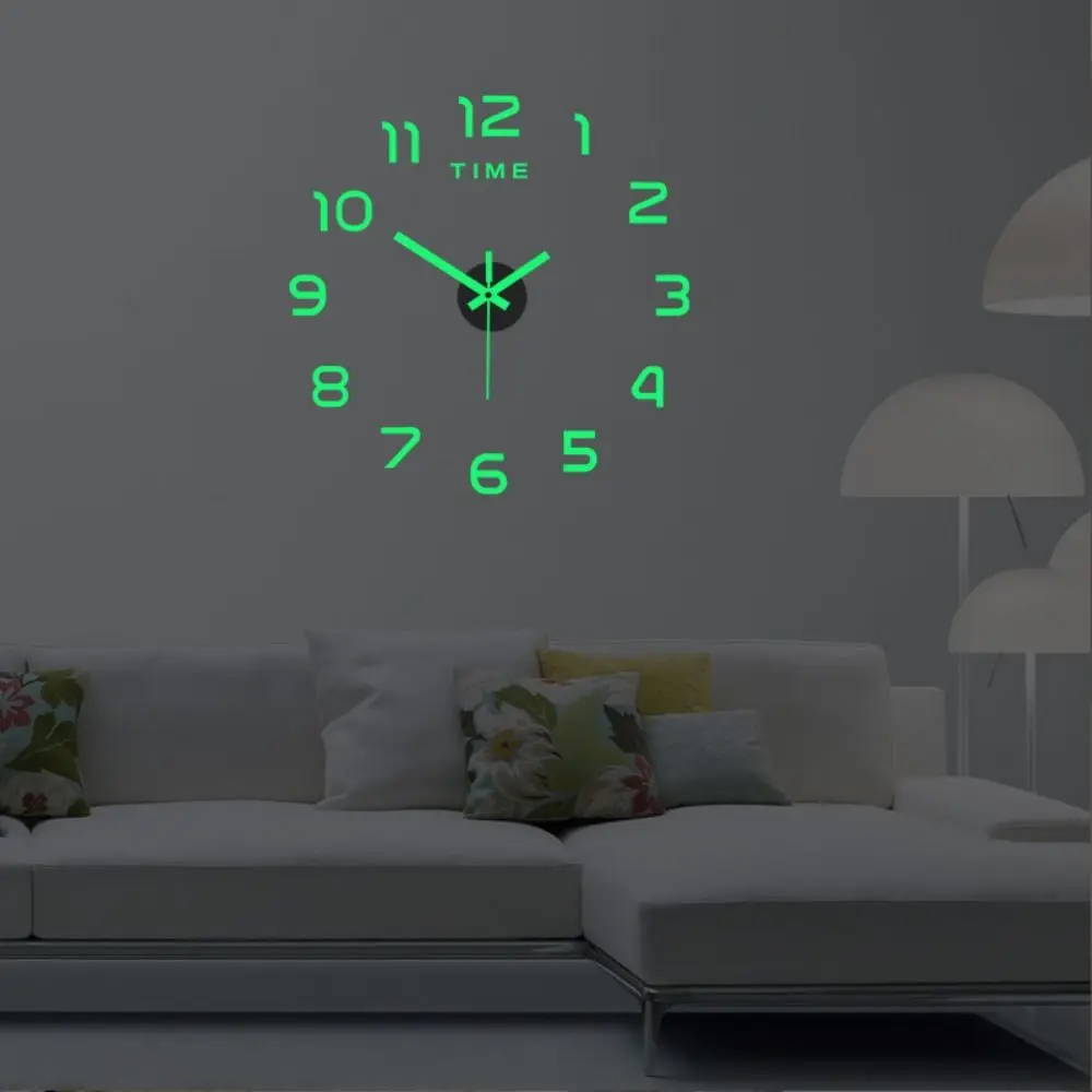 3D Wall Clock Luminous Frameless Wall Clocks DIY Digital Clock Wall Stickers Sil