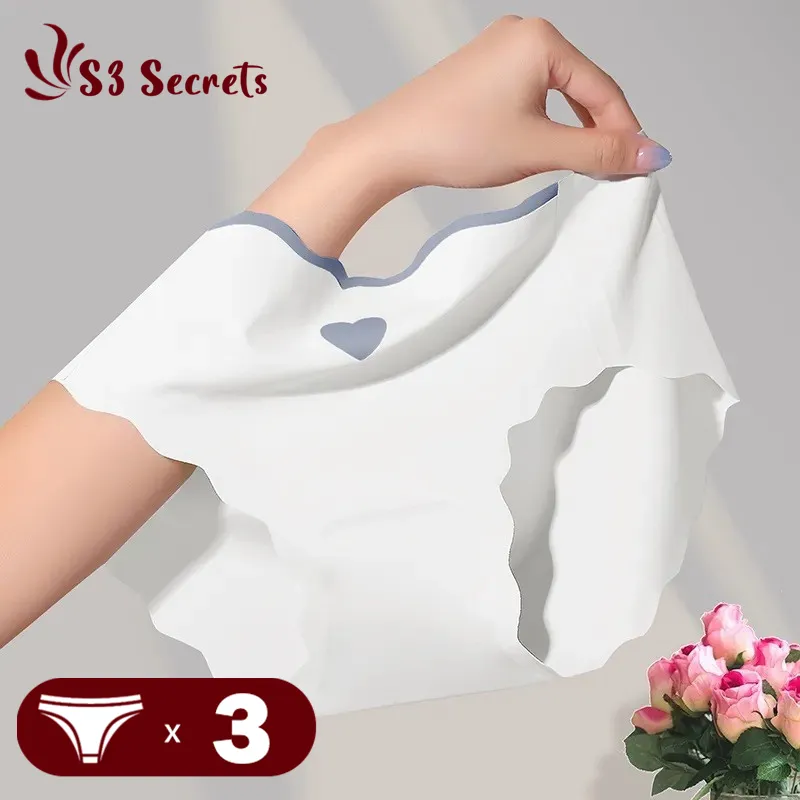3PCS/Set Ice Silk Sexy Briefs M-XL Ladies Seamless Traceless Underwear Female Mi