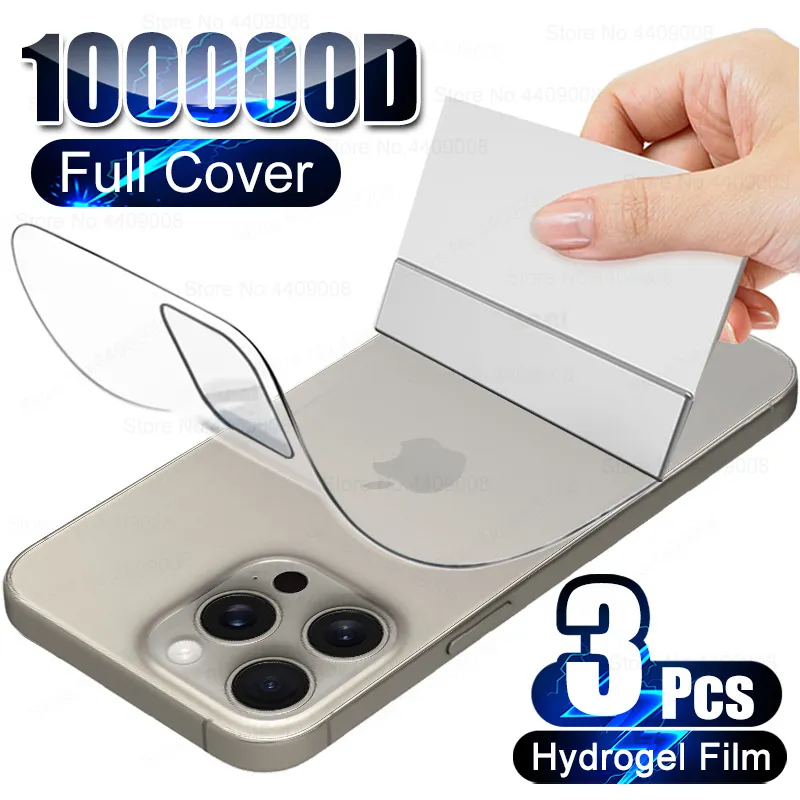 3Pcs Full Cover Back Protector Hydrogel Film For Apple iPhone 15 14 13 12 11 Pro