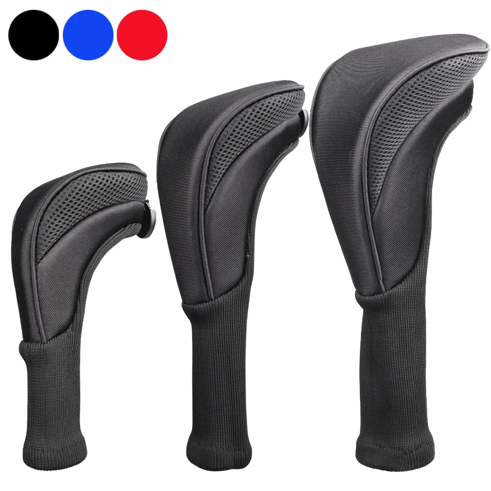 3Pcs/Set Long Neck Golf Club Head Covers Wood Driver Protect Headcover Number Ta