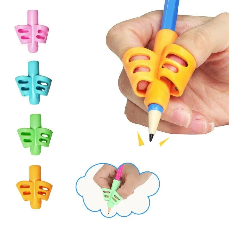 3pcs Children Writing Pencil Pen Holder Kids Learning Practise Silicone Pen Aid 
