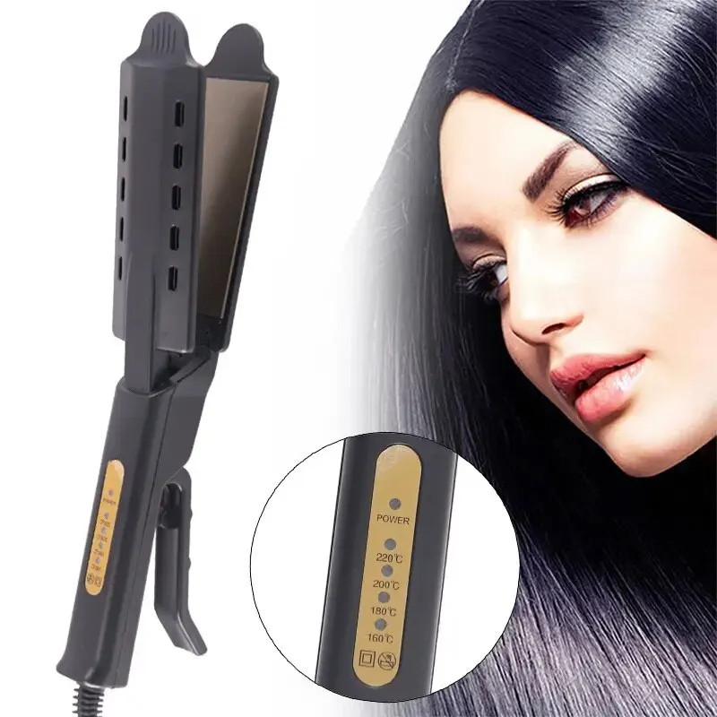 Wide Plate Ionic Flat Iron Hair Straightener Gray, High Tech Professional Steam 