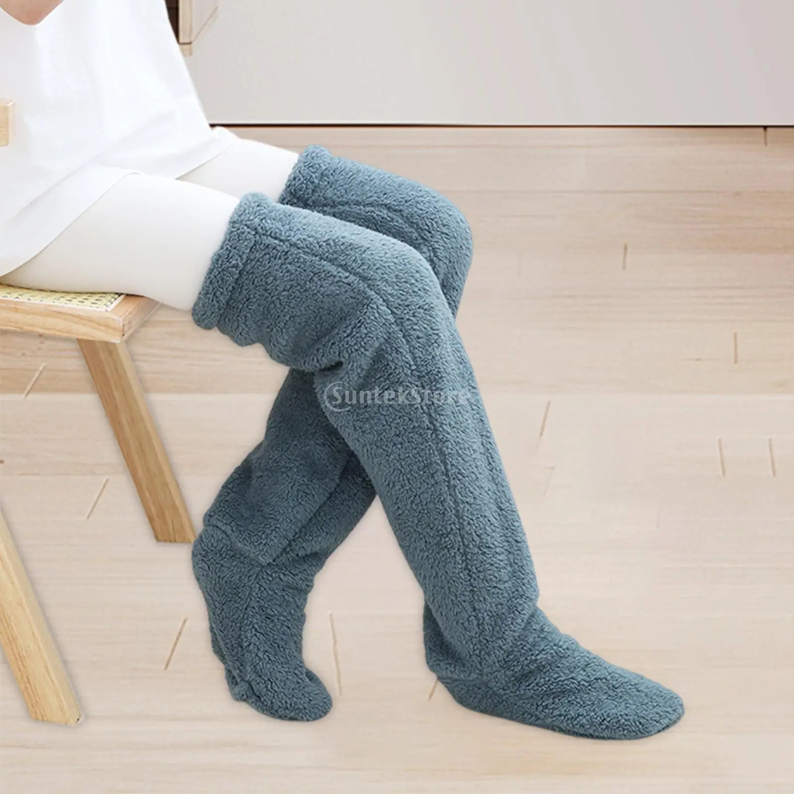 Fluffy Leg Warmers Stocking Winter Warm Leg Cover Home Over Knee Socks Thick Woo