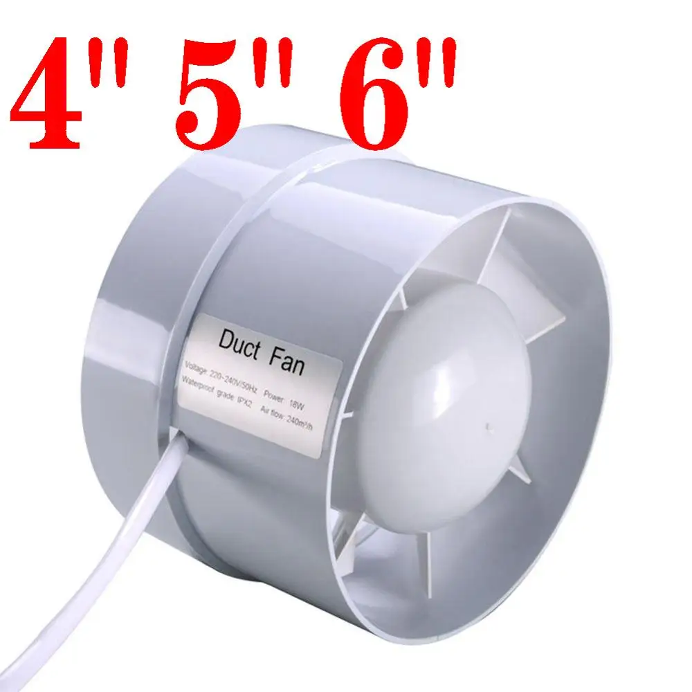 4/5/6 inch 220V Silent Ventilation Air Vents Ventilator Extractor Exhausted Extr