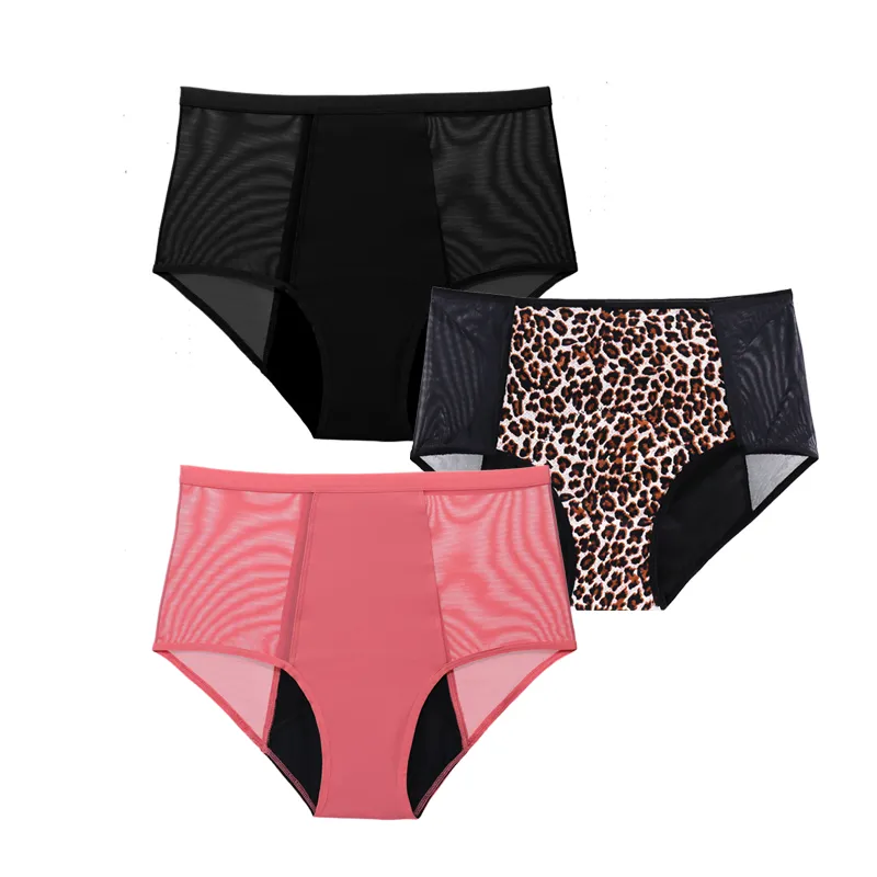 4-Layer Leakproof Menstrual Period Panties Fast Absorbent Underwear Sexy Lace Wo