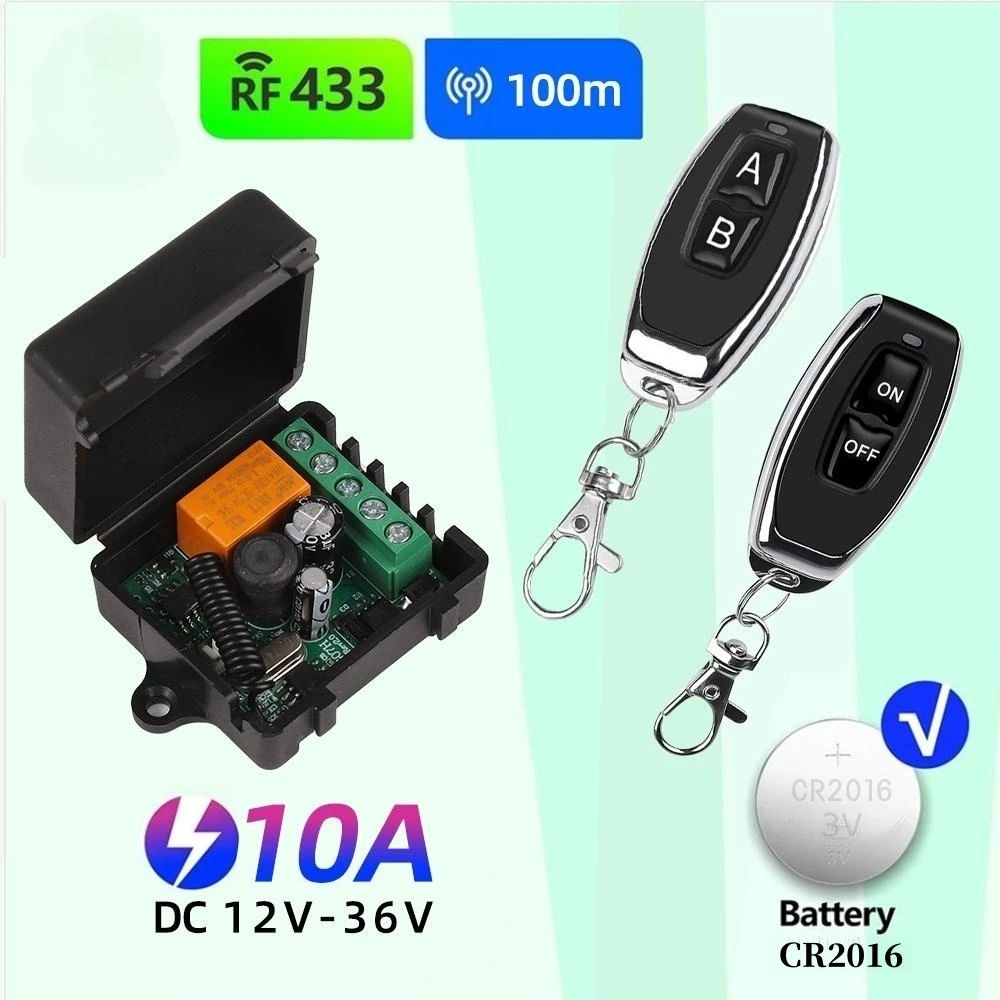 433Mhz RF Remote Control Wireless Switch DC 12V 24V 36V 10A 1CH RF Relay Receive