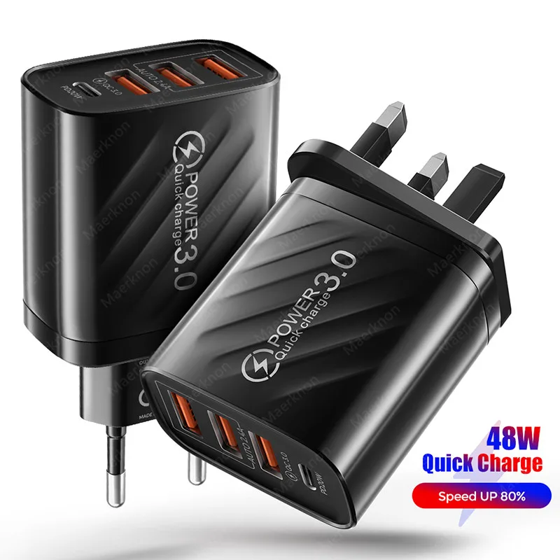 48W USB Charger 4Port Type C Quick Charge QC 3.0 For Samsung Xiaomi mi10 Huawei 