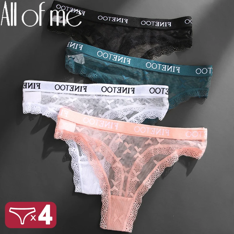4PCS/Set Sexy Lace Women Panties G-String Underwear Intimates Lingerie Thong for