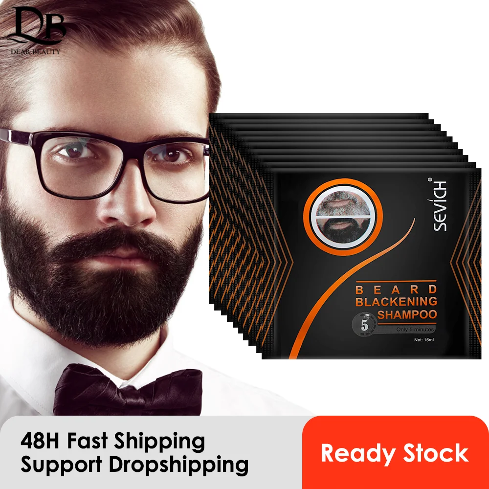 5 Minutes Men Efficient Blackening Beard Coloring Nourishing Beard Shampoo Dye H