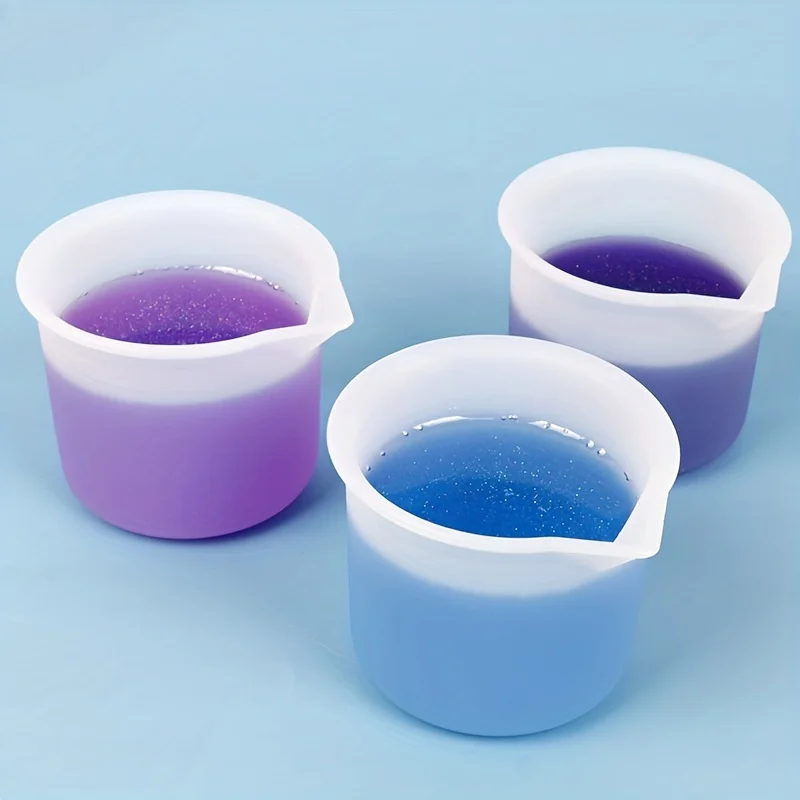 5Pcs Set 50ml Silicone Measuring Cup Tools Round Silicone Mold Clear Graduated E