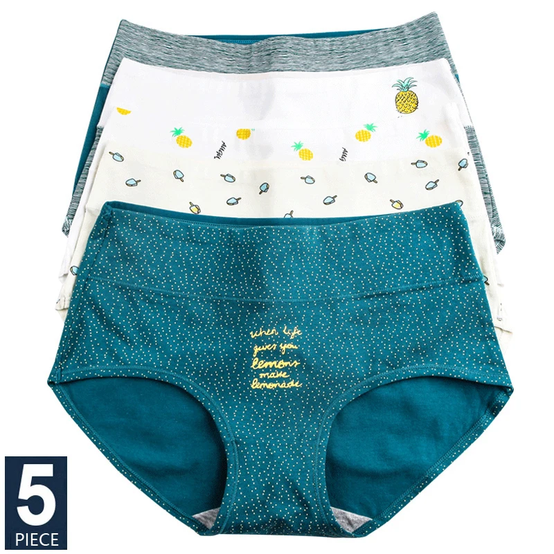 5Pcs/Set High Waist Pure Cotton Panties Women Body Slimming Underwear Breathable